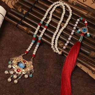 新中式马面裙儿童珍珠项链璎珞古风汉服长命锁童汉元素配饰饰