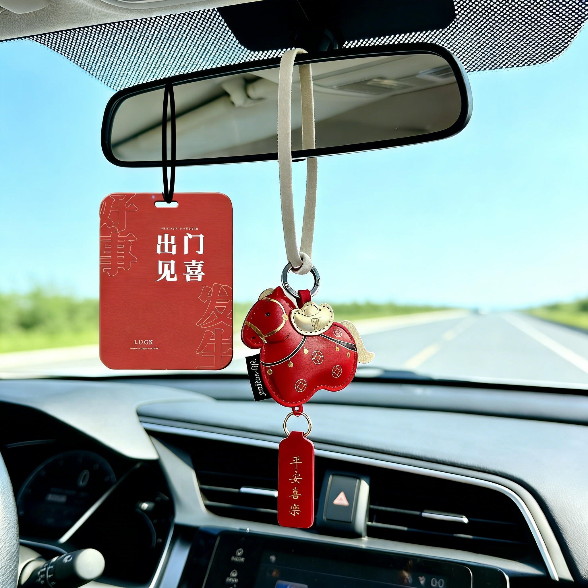 2026年创意国潮风马年生肖吉祥物汽车挂件公仔高颜值车内挂饰用品,汽车用品/电子/清洗/改装,车挂,淘宝优惠券,粉丝福利购,淘宝优惠卷