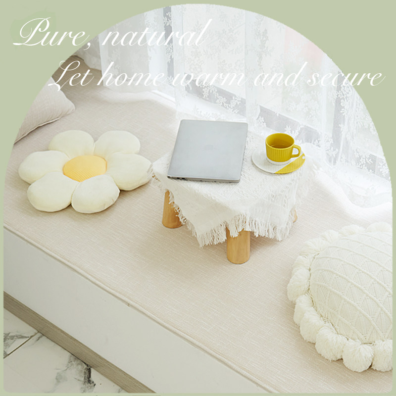 飘窗垫薄款棉麻纯色网红韩式窗台垫子阳台榻榻米海绵防滑坐垫定制