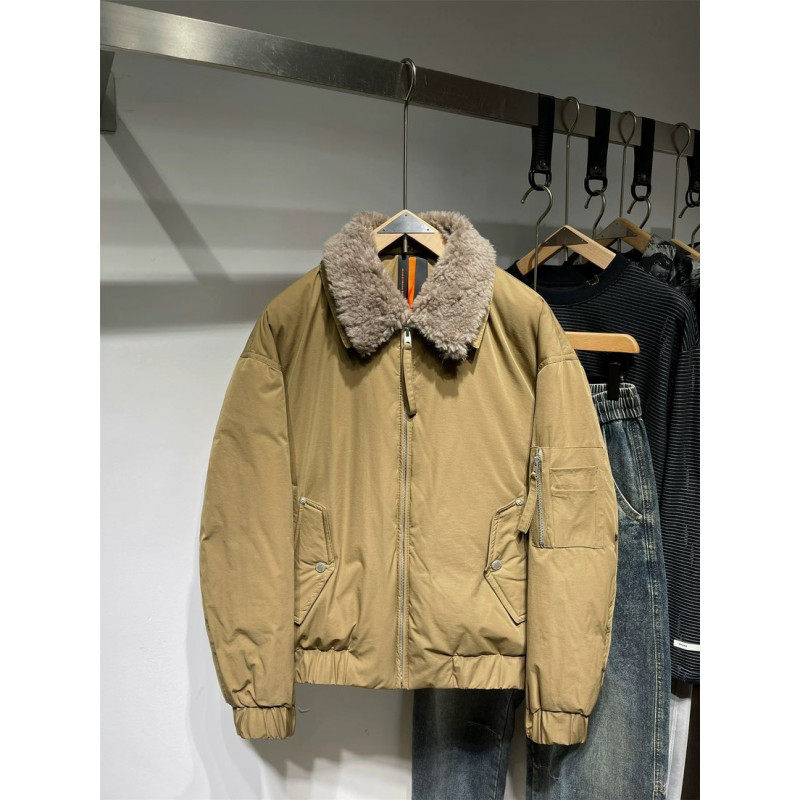 可脱卸羊毛翻领90绒羽绒服男2025冬季面包服潮牌宽松蓬松保