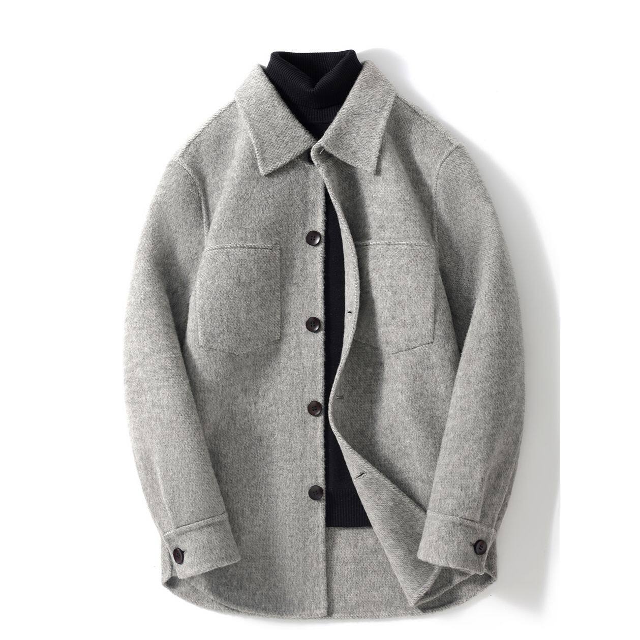 羊毛双面呢夹克男中长款秋冬新款外套休闲高级感加厚羊绒呢子大衣