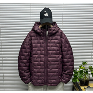 轻薄压花连帽羽绒衣服男士冬季装大码oversize保暖排骨羽绒外套潮