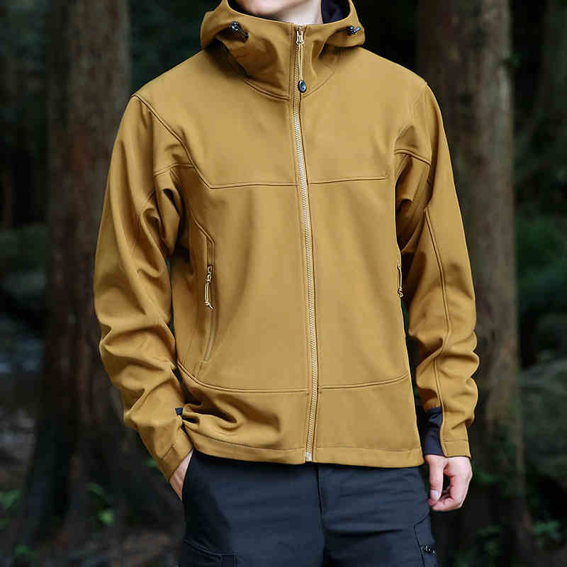 软壳冲锋衣男士秋冬季加绒保暖防风防水摇粒绒夹克连帽抓绒衣外套