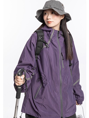 工装线条软壳情侣宽松户外连帽冲锋衣男女三合一夹克外套羽绒服冬