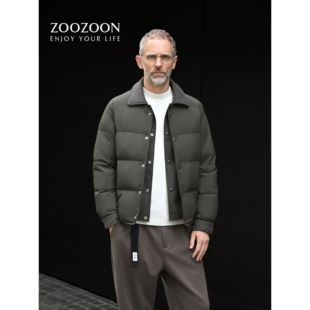 假两件拼接翻领外套男款 简约宽松冬季 加厚羽绒服 时尚 90绒新款