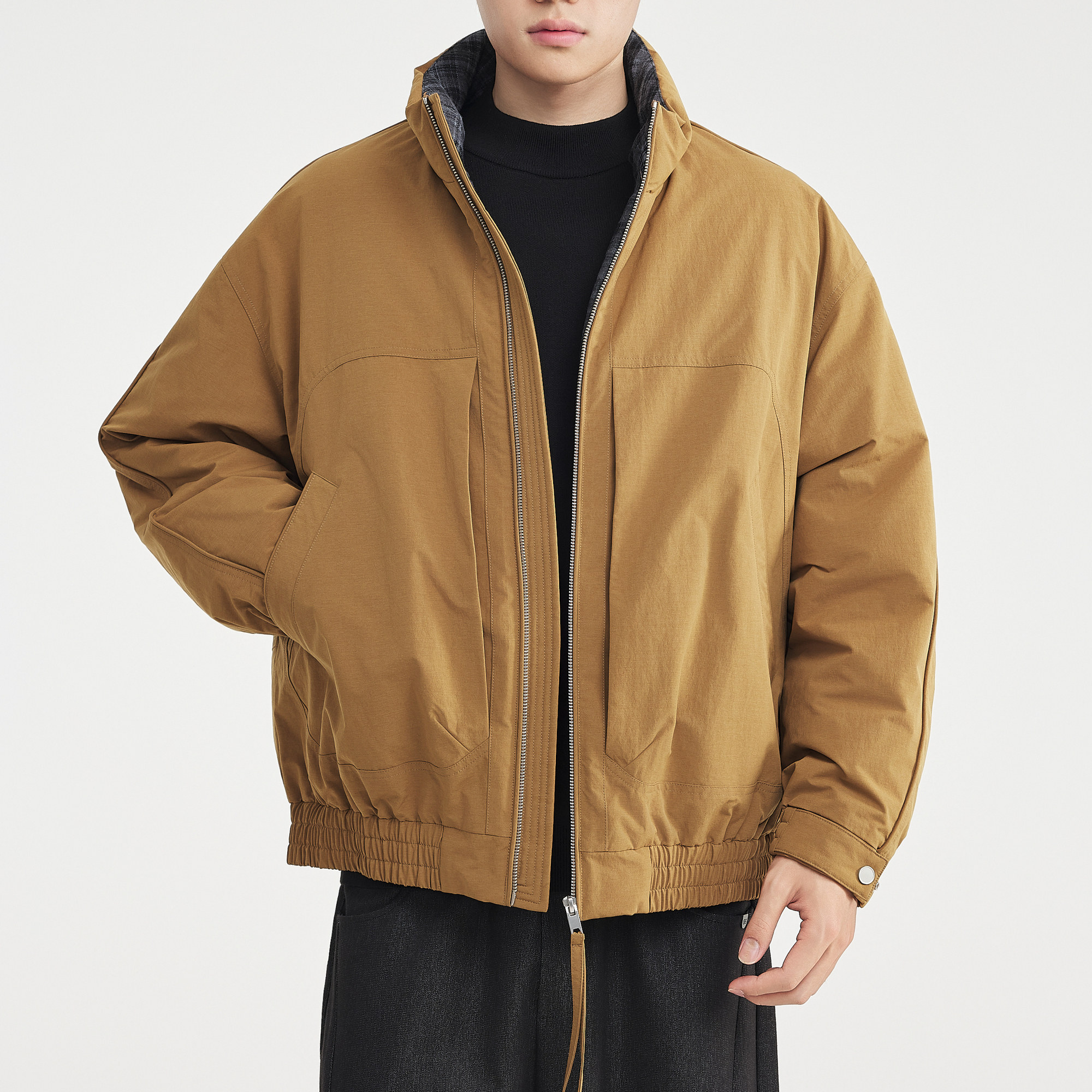 Paris老钱风复古蓬松90鸭绒格纹立领羽绒服男士冬季新款保暖外套,男装,羽绒服,淘宝优惠券,粉丝福利购,淘宝优惠卷