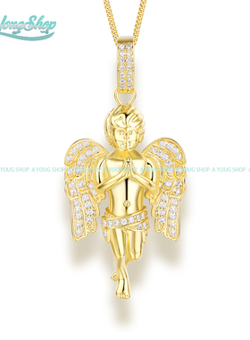 king ice天使项链经典天使吊坠男镶钻嘻哈项链欧美街头饰品hiphop