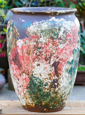 粗陶复古创意特大号陶瓷花盆绿植花卉落地庭院三角梅吸水透气种树