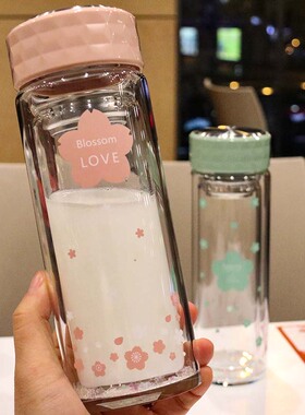 双层玻璃杯泡茶女文艺带茶隔防烫商务水杯学生可爱柠檬杯子办公杯