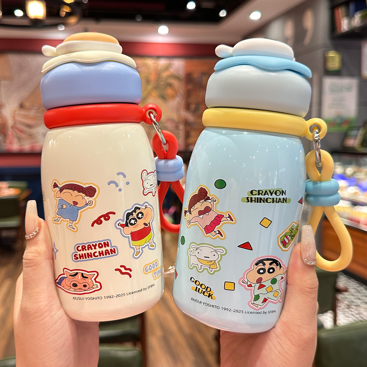 蜡笔小新水杯便携保温水杯儿童上学专用吸管杯女生高颜值学生水壶