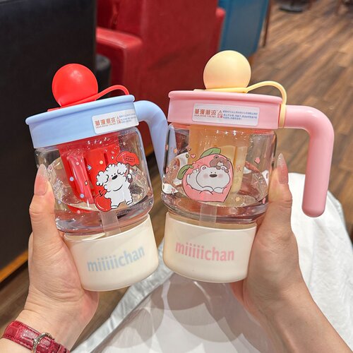 高硼硅茶水分离手柄玻璃杯