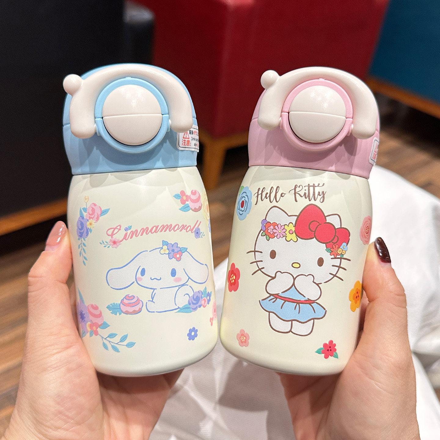 Hellokitty儿童保温杯316吸管杯学生库洛米双饮杯小巧便携口袋杯