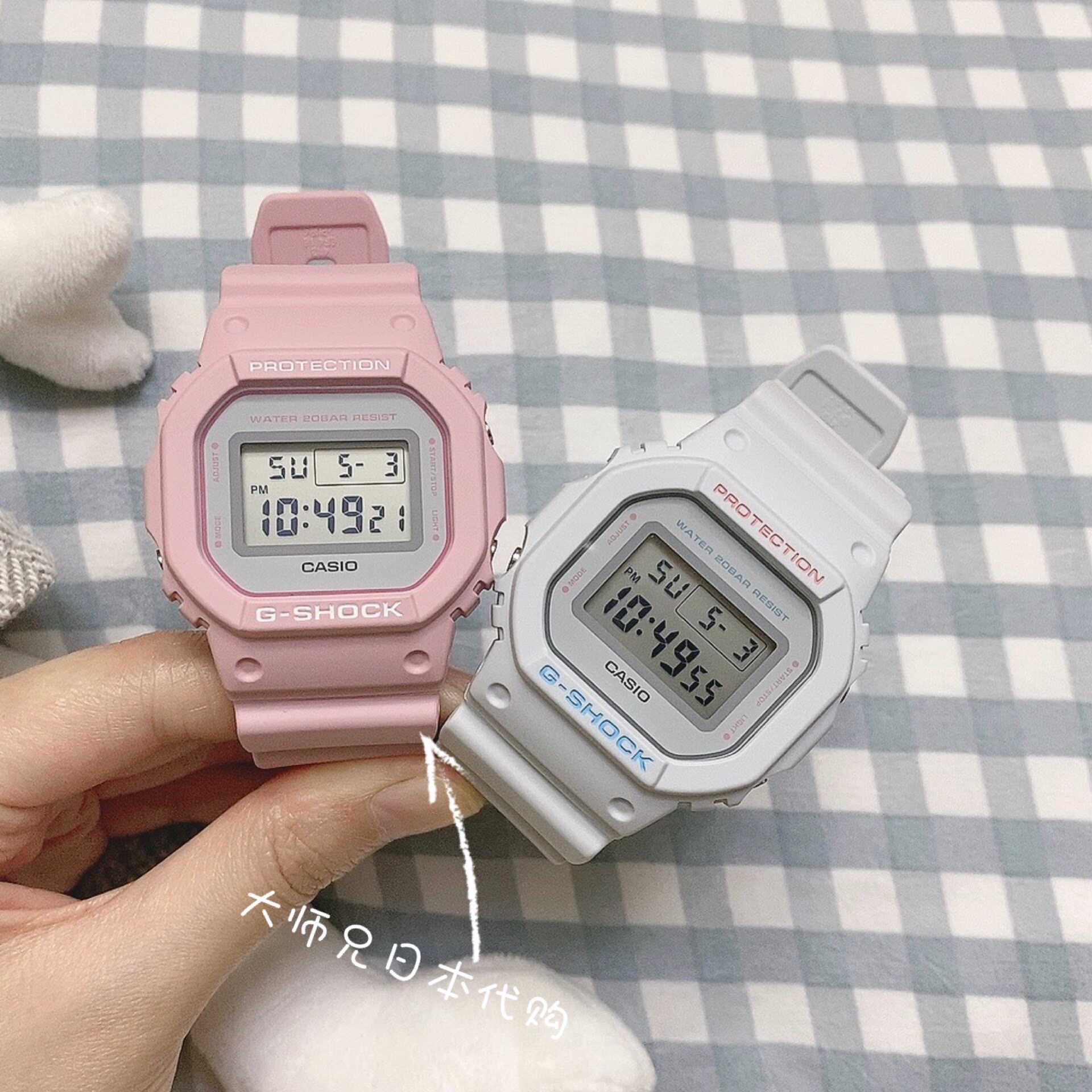 日本 casio卡西欧gshock水冰月淡蓝色新款手表  小方块运动腕表