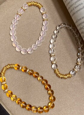 「小灯泡」爆款白水晶锤纹盘缠手串能量水晶手链女生手饰串珠珠子