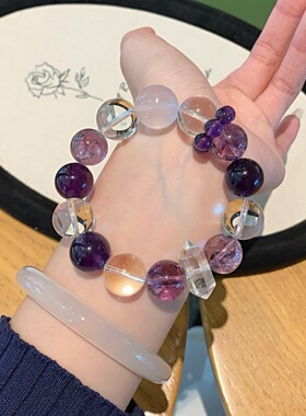新款九紫离火手串 天然紫水晶单圈手链饰品女 紫水晶天然水晶手串
