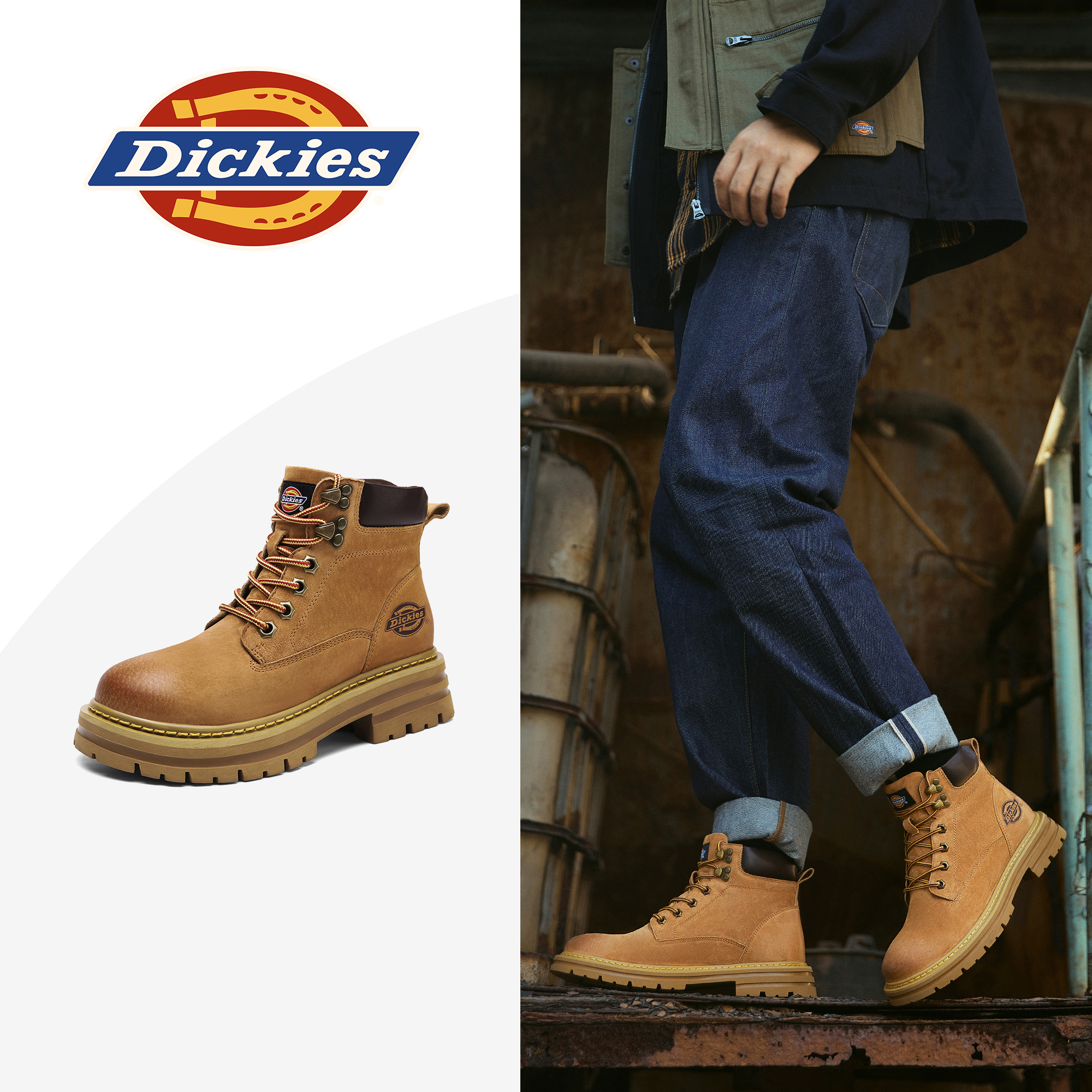 Dickies新款加绒厚底大黄靴