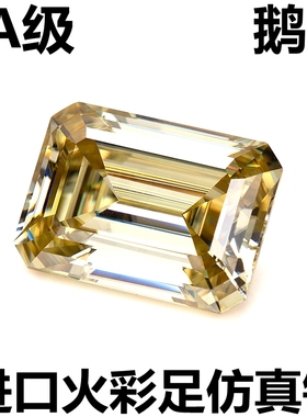 进口瑞士黄钻长方形黄色戒面宝石仿真钻鹅黄戒指吊坠耳钉主石diy