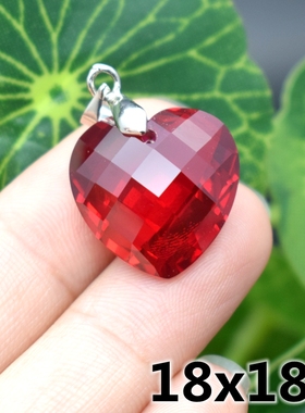 心形红宝石吊坠女款鸽血红爱心项链坠子正红色桃心挂件挂坠子
