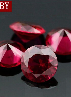 5A级红宝石裸石RUBY圆形戒面 缅甸泰国鸽血红宝石焰融法培育宝石
