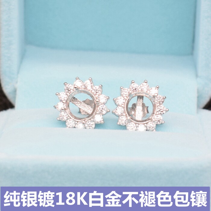 diy戴妃款韩版圆形镀18k白金耳环