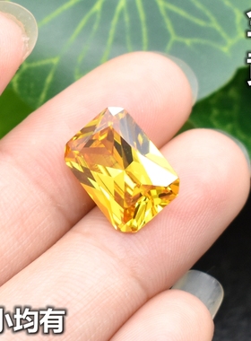 金黄色长方形戒面宝石彩色锆石裸石戒指耳钉吊坠主配石裸钻未镶嵌