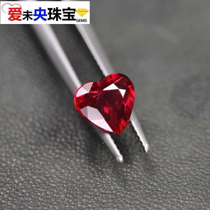 暗红鸽血红戒面心形红宝石裸石红刚玉裸钻戒指戒面DIY镶嵌钻桃心