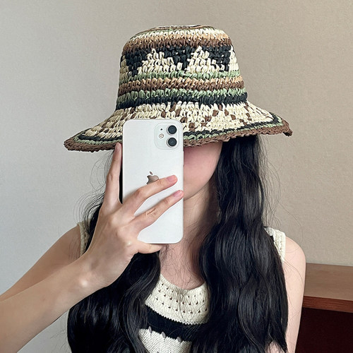 玛诗杜MUSTKOO 手工编织草帽女春夏海边度假草编防晒帽MH-7051