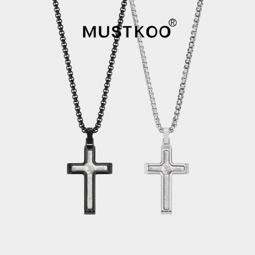 MUSTKOO玛诗杜雪花钛十字架吊坠项简约锁骨链刻字情侣礼物