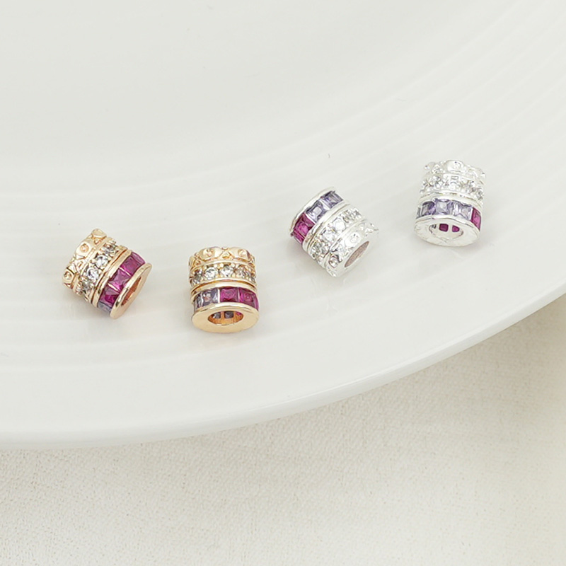 14k包金镶彩色锆石桶珠路路通珠