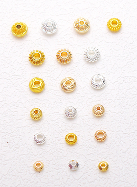 18K包金保色多款花丝隔珠散珠diy手工饰品配件手链项链串珠材料