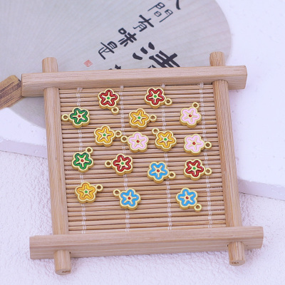 古法金保色滴油小花吊坠