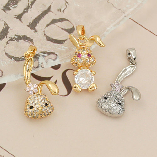 镶锆兔子高档diy手作饰品配件
