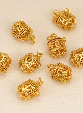 18K哑金保色梵文六字箴言可打开嘎乌盒魔盒香囊盒吊坠diy吊饰配件