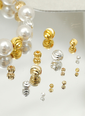 14K包金保色切面西瓜珠瓜纹珠灯笼珠DIY手工散珠串链饰品隔珠配件