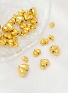 强保色24K包金爱心屁桃隔珠手工diy爱心项链手链串珠饰品配件材料