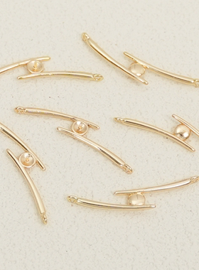 14k保色浅金双手棍托盘针双吊链接diy耳环手工自制手链项链耳饰吊