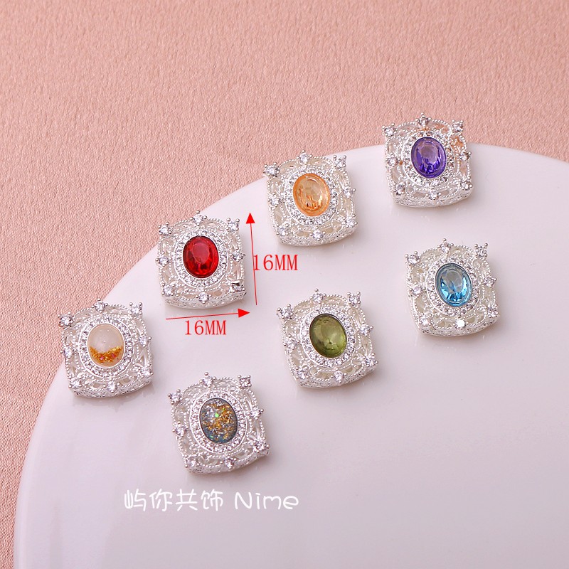 保色镶锆石哑金镂空珠子