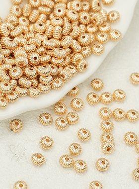 14k包金保色5*3mm扁瓜珠车轮南瓜珠diy手工饰品配件串珠隔珠散珠