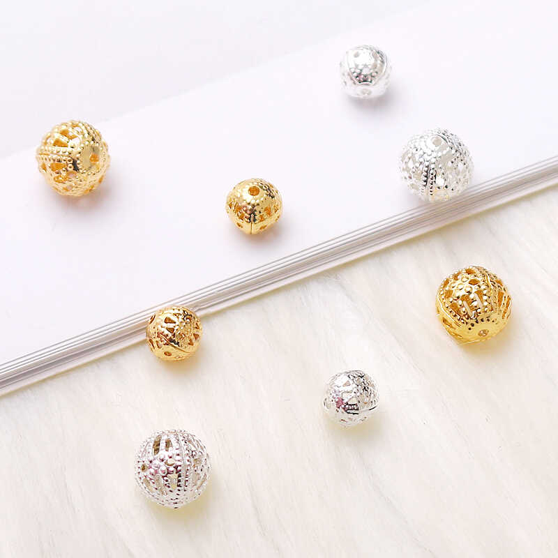 手链保色铜镀金8mmdiy镂空珠14K