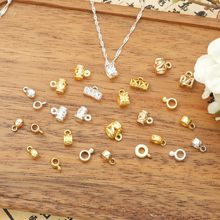 铜镀镀金弯管吊坠扣挂件扣带挂圈珠子散珠三通珠手链配饰diy配件