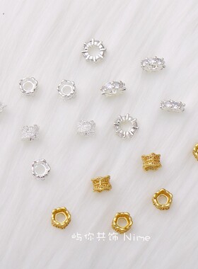 14K保色微镶锆石齿轮雪花路路通隔珠桶珠diy串手链项链材料配件