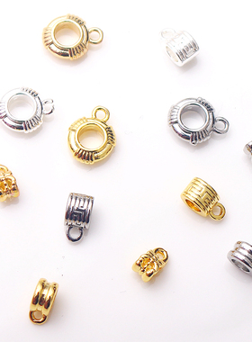 14k铜包金手串吊坠扣手工diy饰品配件皮绳项坠扣桶珠项链首饰材料