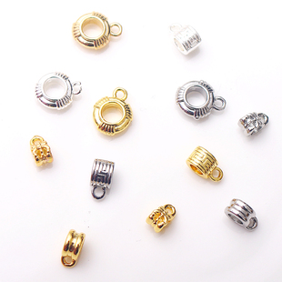 14k铜包金手串吊坠扣手工diy饰品配件皮绳项坠扣桶珠项链首饰材料