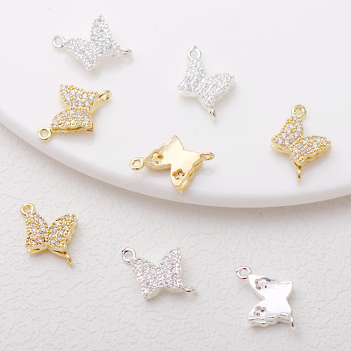 保色手工耳立体蝴蝶双吊diy配件