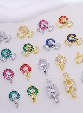 强保色铜镀真金镶彩锆珍珠扣手工diy项链收尾扣自制手链连接搭扣