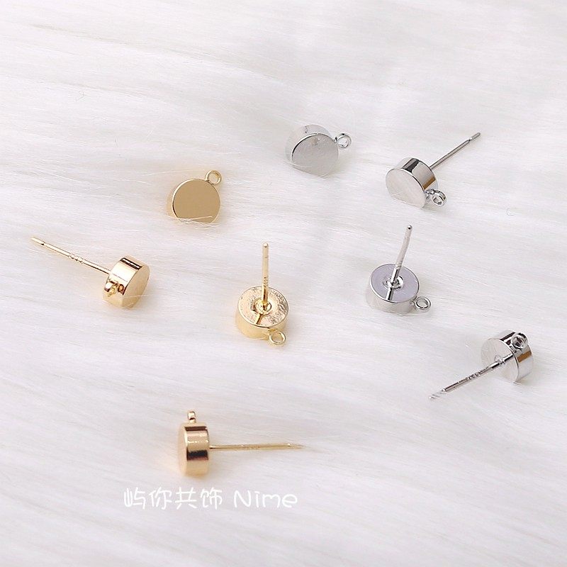 铜包18k真金保色工艺圆形带吊耳钉手工diy耳饰配件自制耳针材料,饰品/流行首饰/时尚饰品新,其他DIY饰品配件,淘宝优惠券,粉丝福利购,淘宝优惠卷