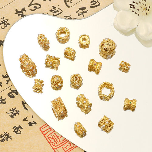 保色四面花隔珠串珠车轮珠