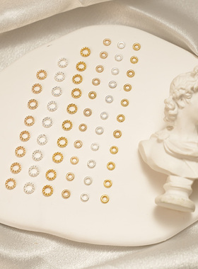 保色14K包金麻花闭口圈配件手工连接环diy手链首饰品隔珠圈DIY配