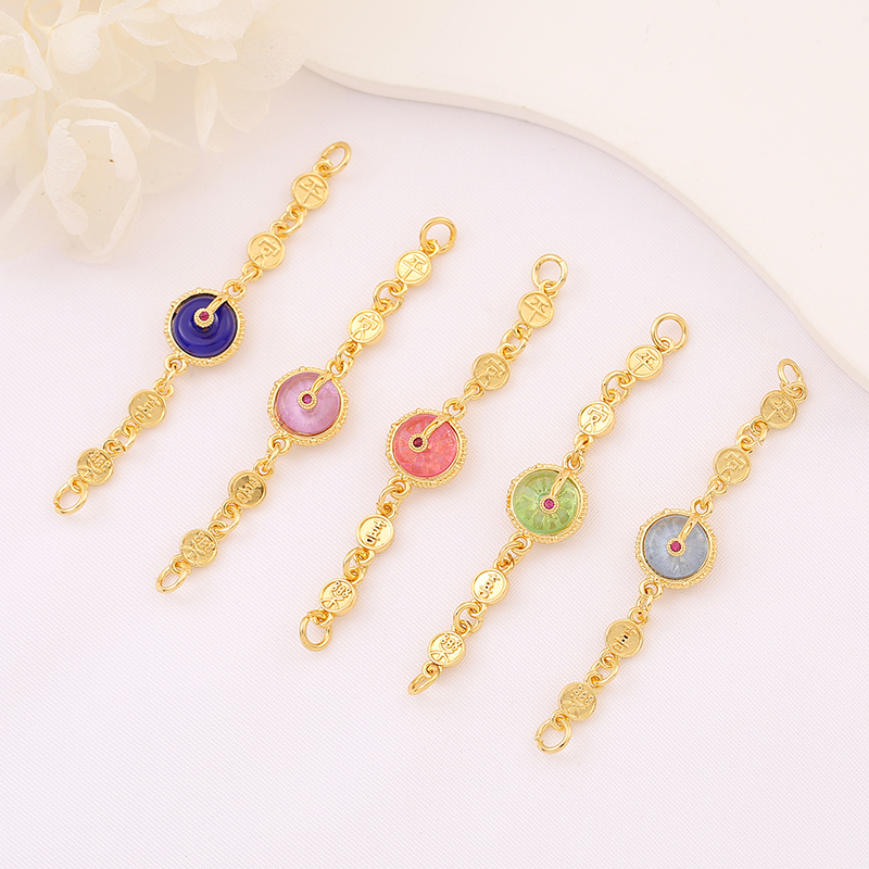 铜镀18K金保色镶锆石平安扣