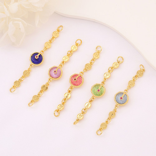 铜镀18K金保色镶锆石平安扣